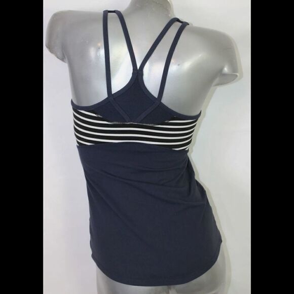 Athleta Stripe Support Tank Navy Blue White Built in Bra Top size XS Women's. - Picture 5 of 10